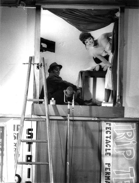 Jean-Luc Godard &amp; Anna Karina on the set of "Une femme est une femme", 1961.