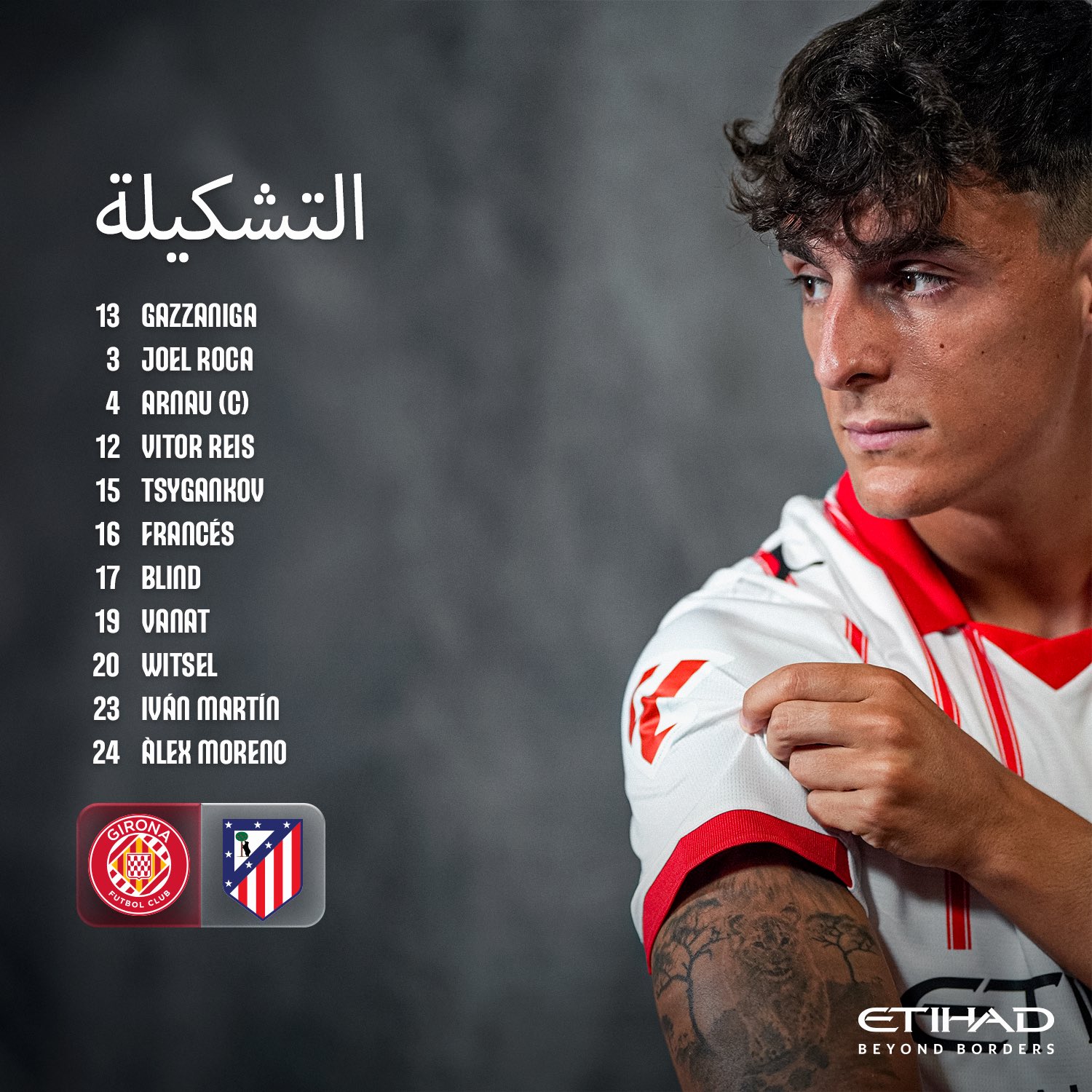 تشكيلتا أتلتيكو مدريد و جيرونا في #الدوري_الإسباني 