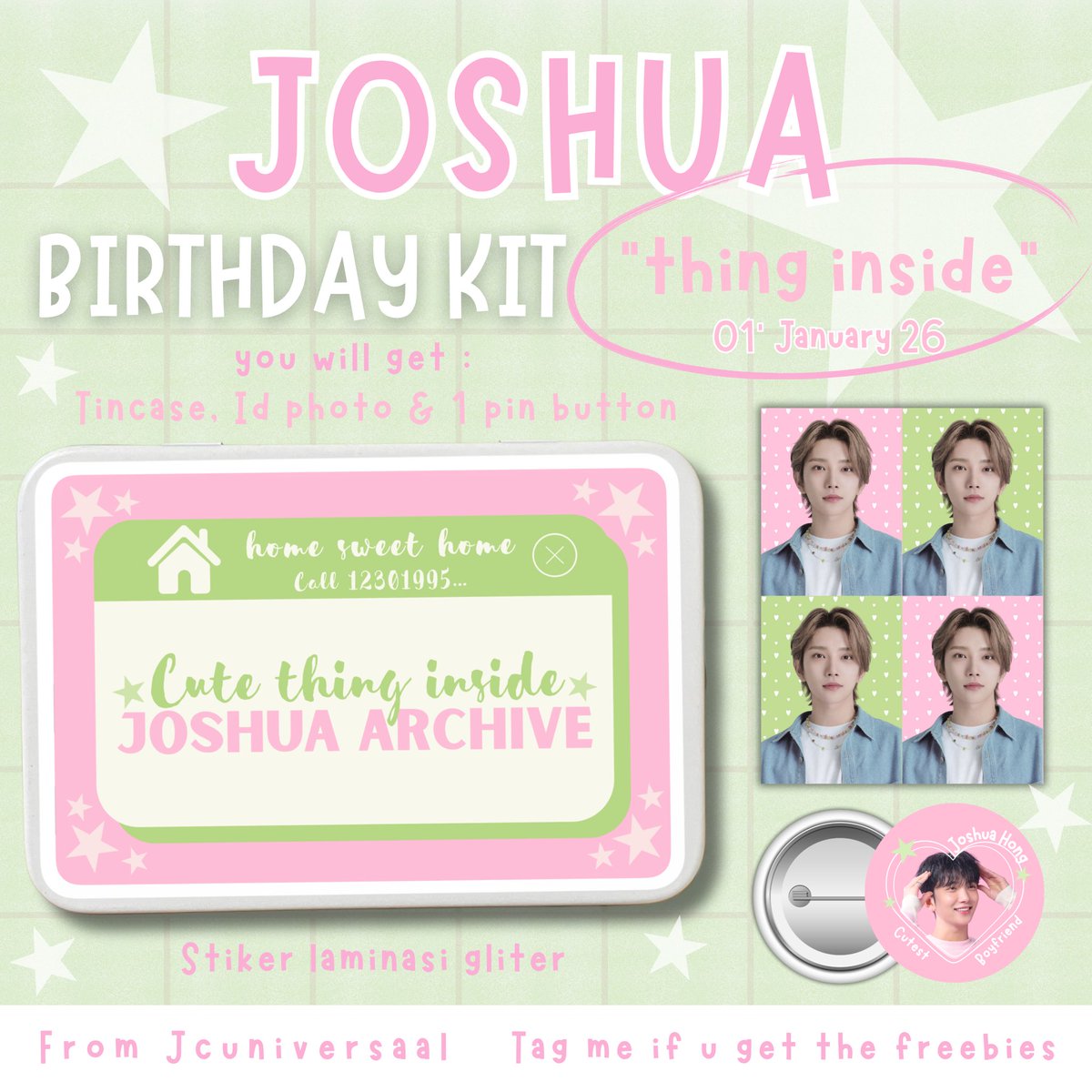 jcuniversaal's tweet photo. ୨ৎ Freebies B’day “Joshua Archive”୨ৎ 

— by @jcuniversaal <𝟑 .ᐟ

how to claim :
⋆˙⟡ rt &amp; like this post
⋆˙⟡ for carat &amp; joshushushu only
⋆˙⟡ co by🍊10.786 no rf
⋆˙⟡ period 01.01 at 20.00 wib (link tba) 
⋆˙⟡ limited qty (1 person 1 kit)

if you get it, please tag us 💗 https://t.co/v9u9SWBvym