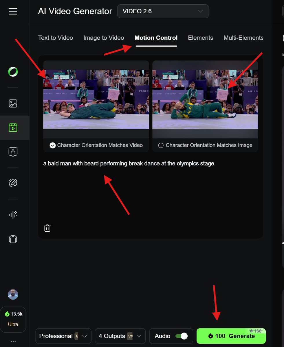 Motion Control interface screenshot