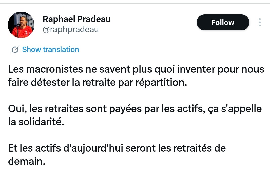 GabLattanzio's tweet image. Ce porte-parole de Attac ne pense qu'en slogans qui décrivent la France de 1945. Opposons-lui la vérité comptable :

Les retraites sont largement payées par les actifs de demain qui n'auront pas les retraites d'aujourd'hui.