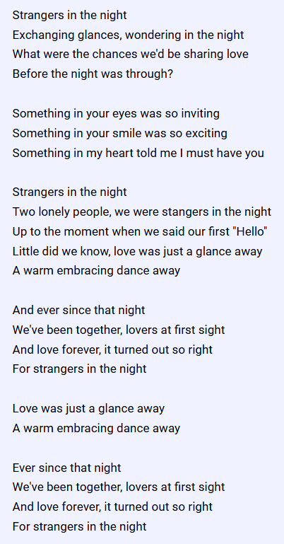 0820Higeco's tweet photo. ♪Strangers in the Night(ライブ音源)
(#ベット・ミドラー Verの76年カバー曲かな)
シナトラ盤の発表から
1年以内に200以上のカバーが生まれたと😲
『#StrangersInTheNight/復刻盤CD-Disk2-Live音源付』1986年11月21日RCAから発売の6枚目カバーアルバム🎄2024年9月13日復刻盤CD発売🥂#西城秀樹 https://t.co/xuRFrniRQe