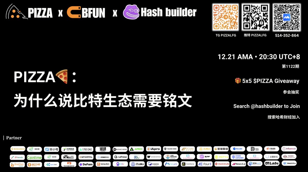 No.1122 #Giveaway:  $BTC eco need $PIZZA
 
Serious #AMA — We’re giving 5 X 5 $PIZZA to 10 winners

✅ Follow <a href="/PIZZAlfg/">PIZZA 🍕</a> &amp; @Hashbuilder7
❤️&amp; R T &amp; comment ur btc wallet

🎙️ x.com/i/spaces/1vAxR…