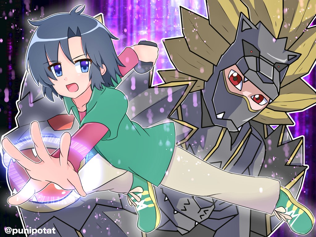 ネップリ用のイラストの中で1番上手く描けた輝一くんとレーベモン🦁💜