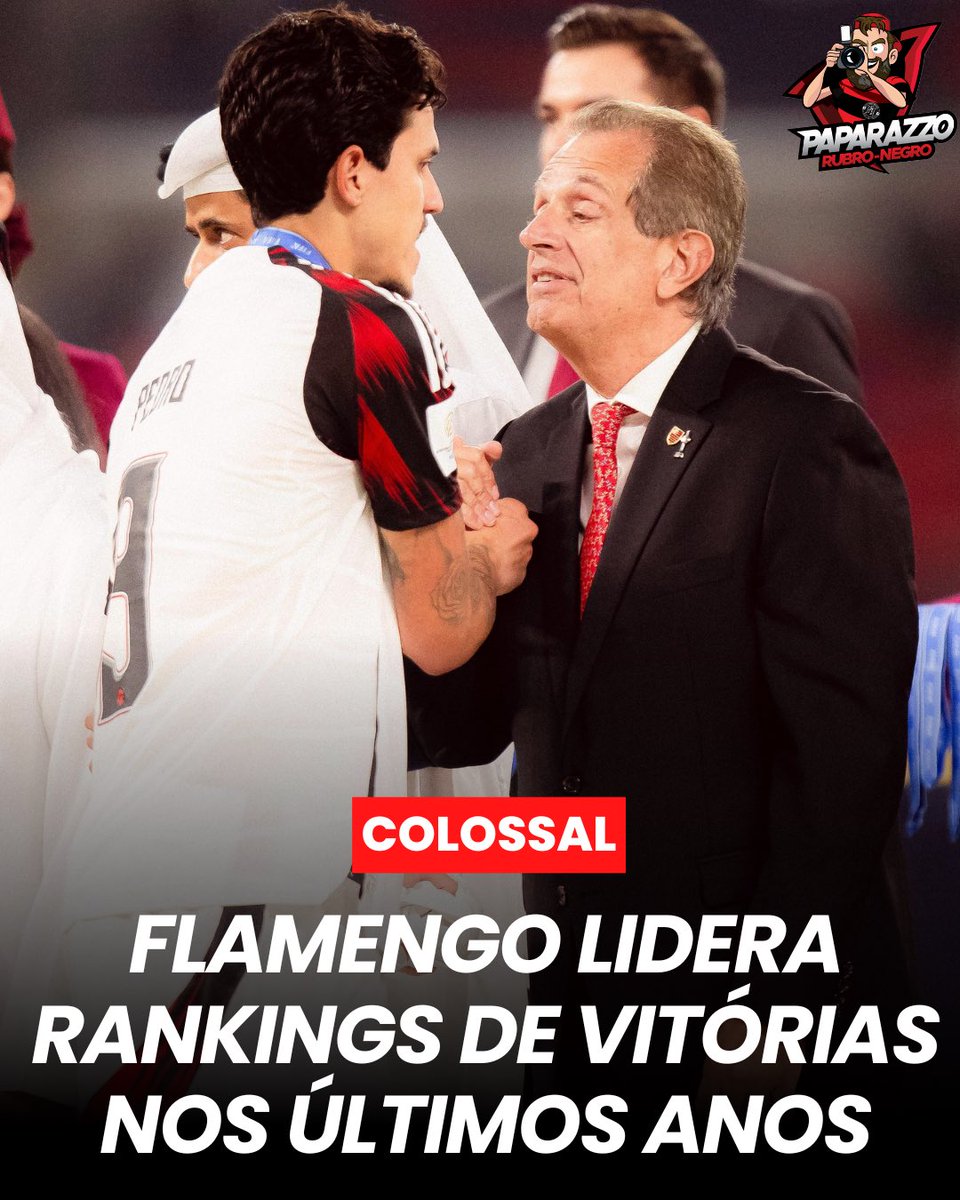 PapaRubroNegro's tweet photo. Em levantamento que compara o desempenho dos principais clubes do futebol mundial, o Flamengo aparece como o time com mais vitórias tanto no recorte recente quanto no histórico ampliado. 

Nos últimos dois anos, o Rubro-Negro soma 92 triunfos, superando o Barcelona, terceiro colocado com 83, e o empate no segundo lugar entre Real Madrid, PSG e Palmeiras, todos com 84 vitórias. 

Ao ampliar a régua para a última década, o protagonismo se mantém: o Flamengo lidera com 429 vitórias, à frente do Manchester City, segundo com 407, e do terceiro colocado, que registra 406 triunfos, consolidando o clube carioca como referência de regularidade e competitividade no cenário internacional.

Por @daviazevedo_04
📸 Adriano Fontes / Flamengo

#Flamengo #VamosFlamengo #CRF #MaisQuerido #AcimaDeTudoRubroNegro #RubroNegro #PaparazzoRubroNegro