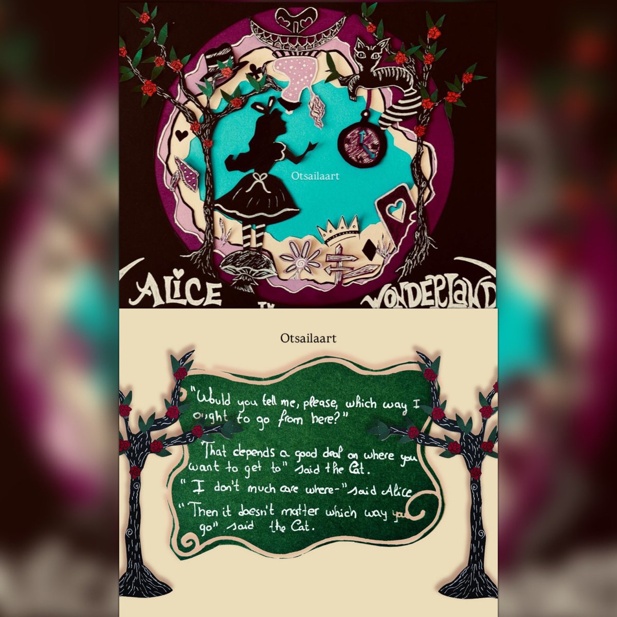 🍄 Paper layering illustration inspired by Alice in Wonderland 🐰 🫖 🎩 

The world doesn’t need to make absolute sense, we choose our own path and, along the way, define who we are ✨~ Otsailaart