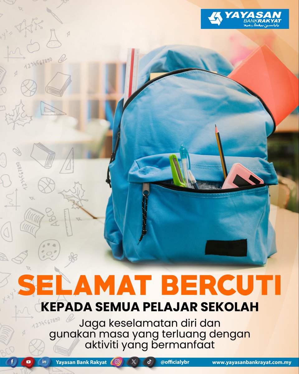 Selamat bercuti kepada semua pelajar sekolah. 

#yayasanbankrakyat #penajaanpendidikan #pembangunanmasyarakat