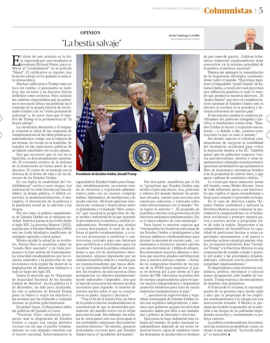 La Estrategia de Seguridad Nacional de Estados Unidos tiene como objetivo lograr el control económico y político del mundo.