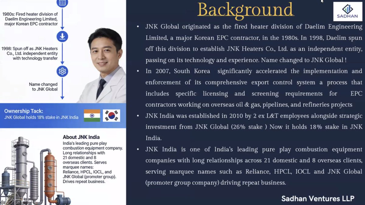 JNK India是一家石油天然气工程总承包(EPC)专家,在炼油厂、石化厂和化肥厂的燃烧设备的热力设计、制造和安装方面处于领先地位。
- 其设备对于炼油厂、石化厂等的持续运营至关重要。