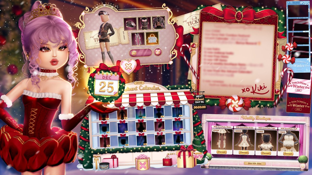 Happy holidays, divas!! I'm a lil late but still wanted to share a taste of my fave UI design work from this winter ❄

It's been sooo lovely seeing all the feedback! So much love goes into every update but this one feels EXTRA special. A new era for Dress To Impress, perhaps?