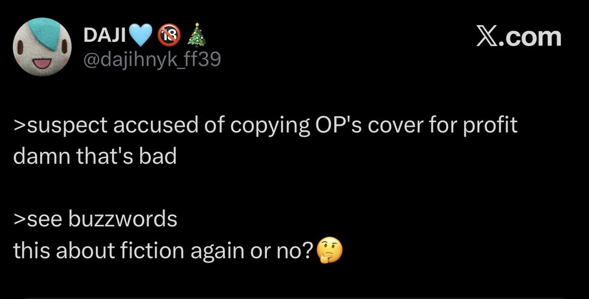 screenshotting instead of qrting to not give this bitch any time of day but chalking down whatever tora did to be “just fiction” is kinda side eye giving what he has pulled off before ❤️