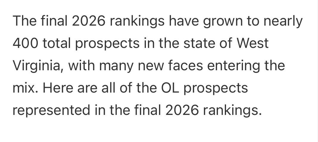 DaeshaunFloyd's tweet image. Still the #4 OL in WV out of 400+ Olineman Class of 2026 - 6'4,310 - C,OG,OT - 3.5GPA- First team all state - Open Recruitment #physical #football #Recruitment @NC  @Coach_Mattes @Greg_Mcghee2 @CoachAdamLovan @CoachBache
@CoachMichaelee @Cwoods75
@CoachTJD
@CoachGehl