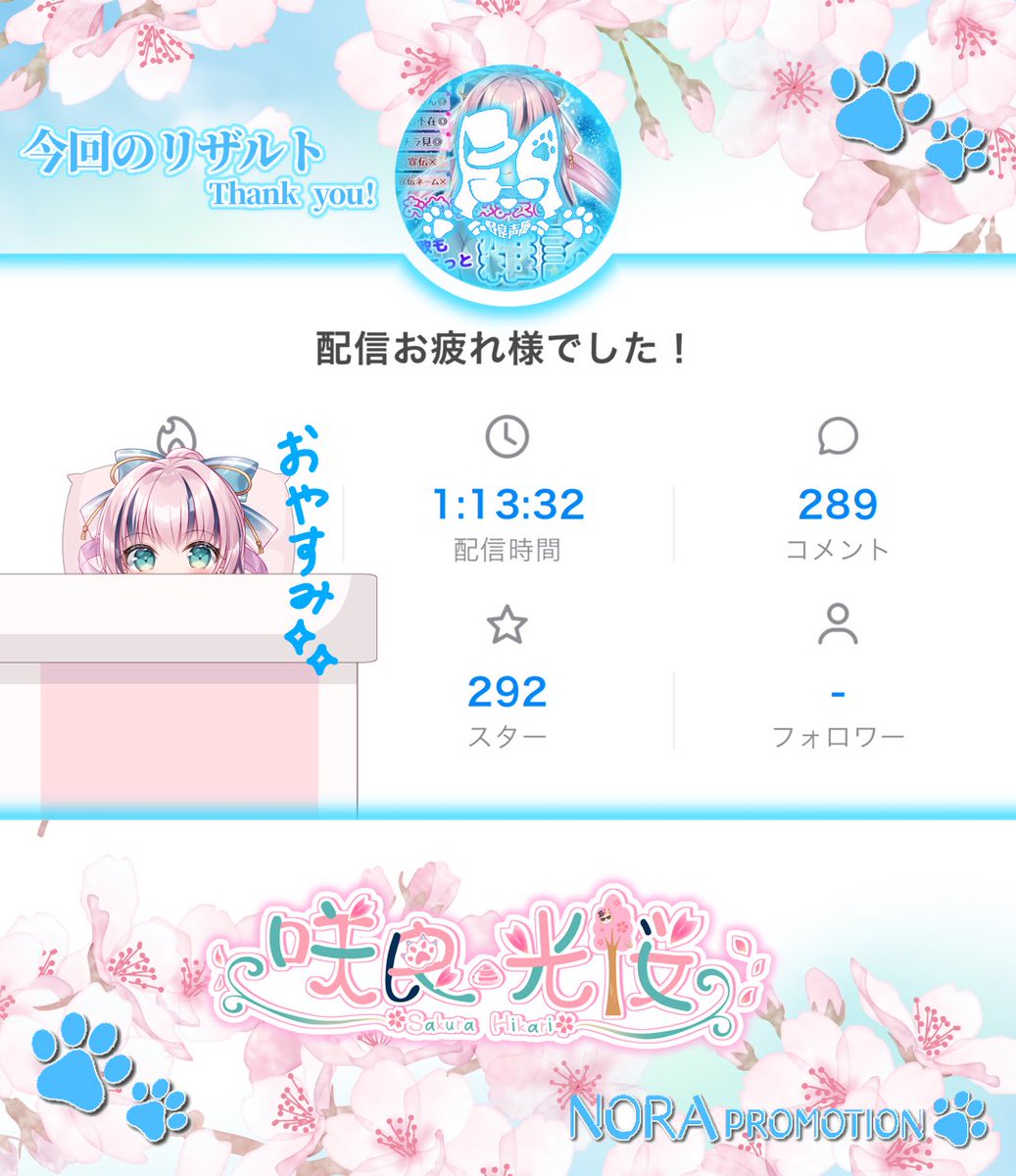 短め夜配信、来てくれたみんなありがとう！✨ 作業配信が出来ない光桜