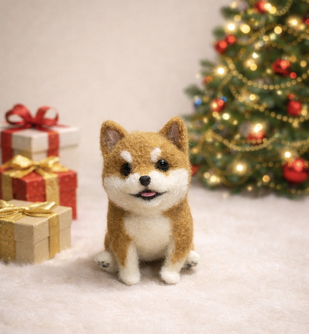 柴犬さんのマスコット ポメちゃんの倍時間がかかった💦 背景はAIに作っ