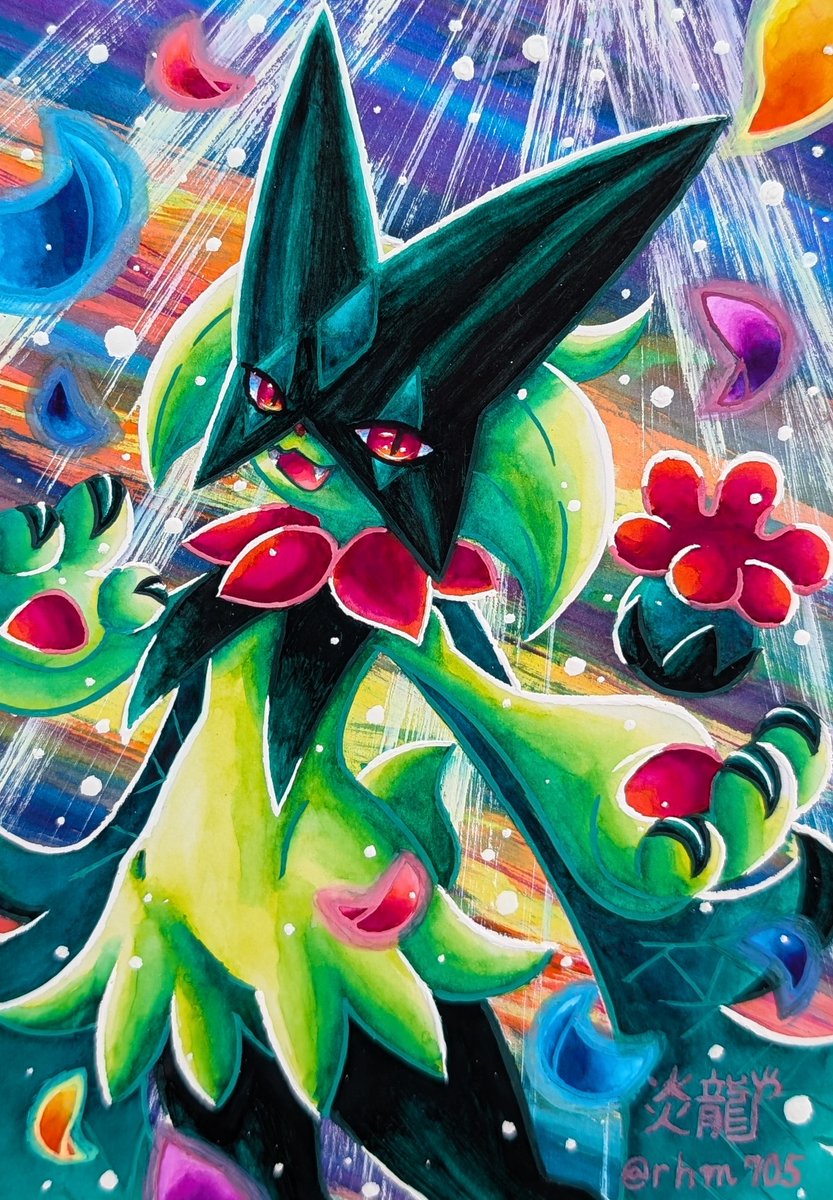 rhm705's tweet image. Meowscarada✨
マスカーニャ✨💐☘️🐾
#ポケモンイラスト
#pokemonfanart