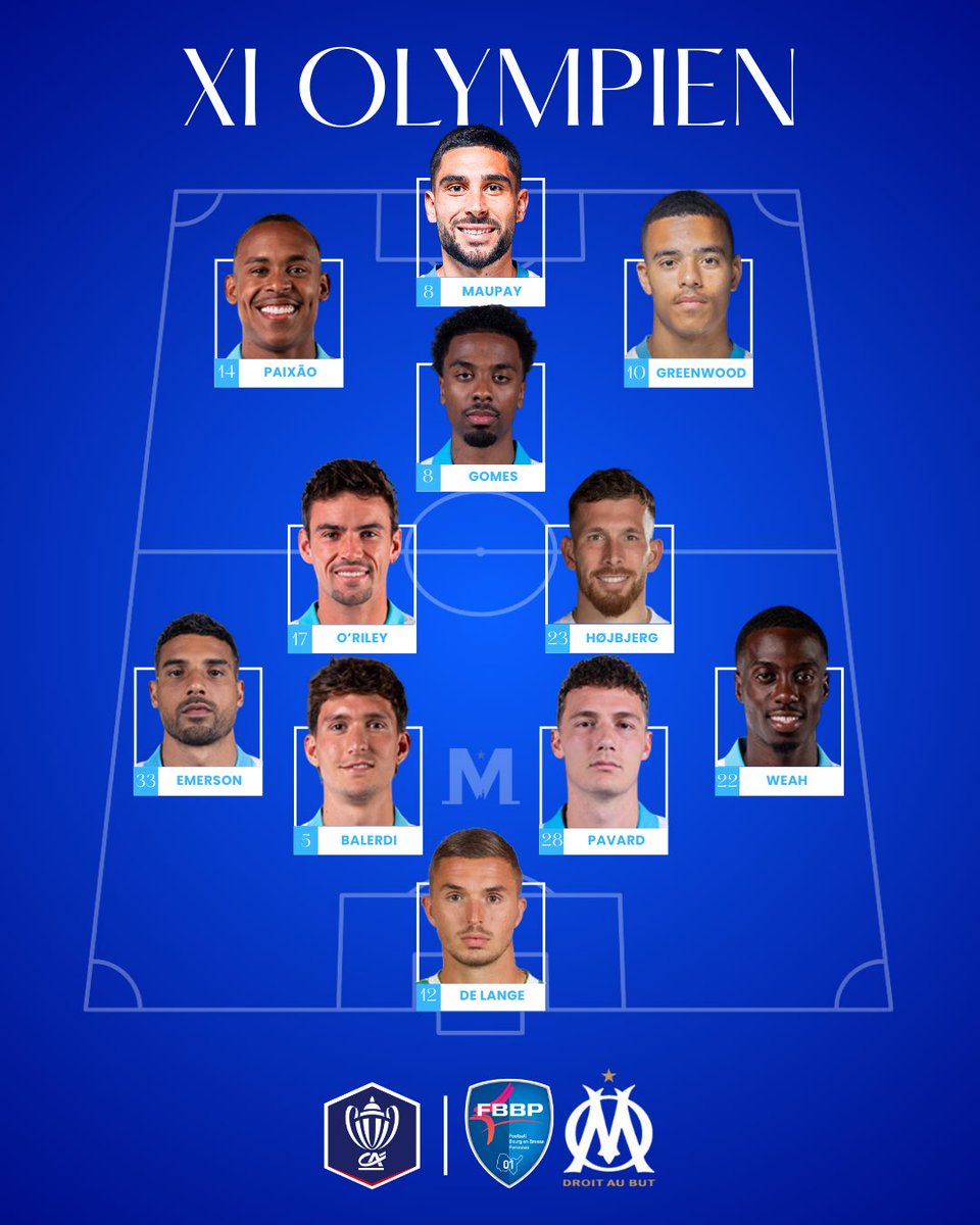 🚨𝗟𝗘 𝗫𝗜 𝗢𝗟𝗬𝗠𝗣𝗜𝗘𝗡

Votre avis sur cette composition concoctée par Roberto De Zerbi 🇮🇹 pour affronter Bourg-en-Bresse❓

#TeamOM #FBBP01OM
