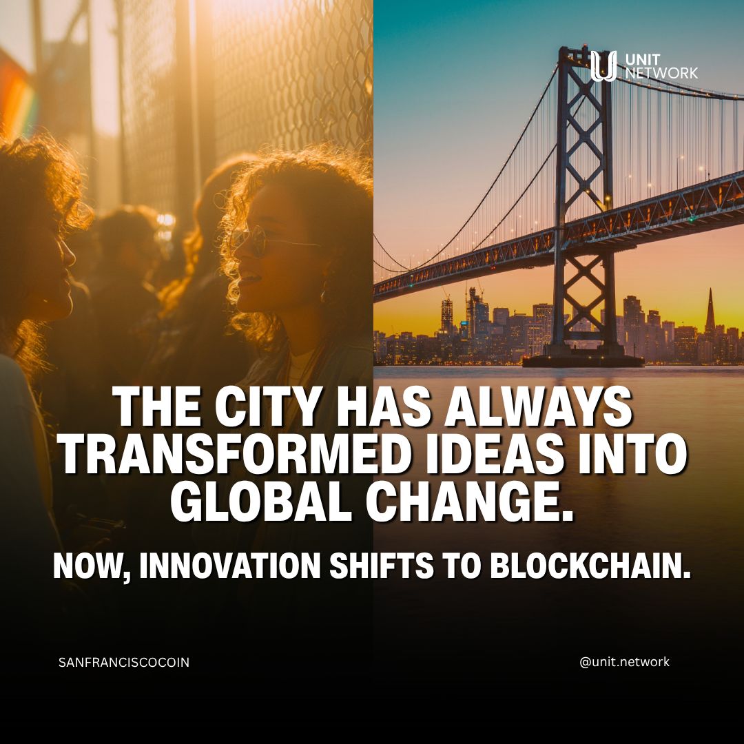 theunitnetwork's tweet photo. Where bold ideas transform into world-changing disruption.
#SanFranciscoCoin #UnitNetwork #InnovationCity #TechMovement #DreamToDisrupt #FutureForward https://t.co/N0ivnCu4th