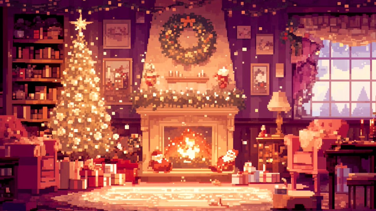 【🎄Vtuber向け！フリー配信背景】  
VTuber活動に使えるクリスマスの背景を公開！   
フリー素材／商用利用OK  
ご使用の際は、ひとことコメントをいただけると嬉しいです。   
配信・動画・サムネなどご自由にどうぞ！  
#VTuber素材 #VTuberAssets