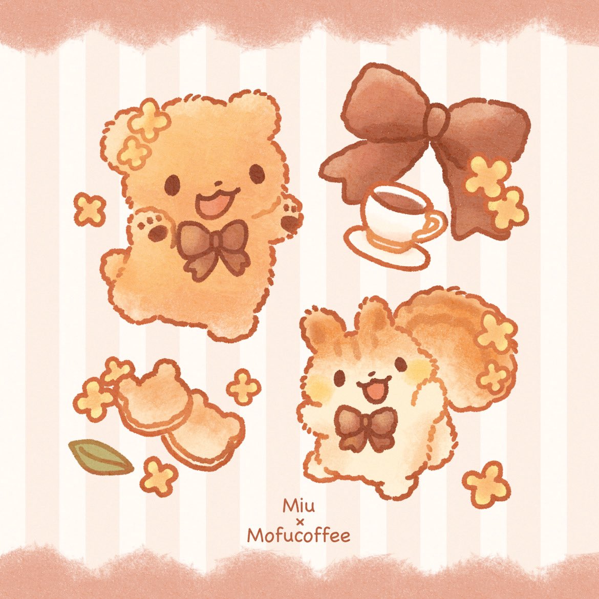💛🤎かわいいお知らせ🤎💛

もふコーヒーさま(<a href="/MofuCoffee/">もふコーヒー☕️</a> )とのイラストコラボのアクセサリーの、最新描き下ろしイラストが届きました🫧🫖

ほっこりかわいいくまさんとリスさん♡
アクセサリーはキャラメルミュージアムでも並びますのでぜひcheckしてくださいね🧸♡
