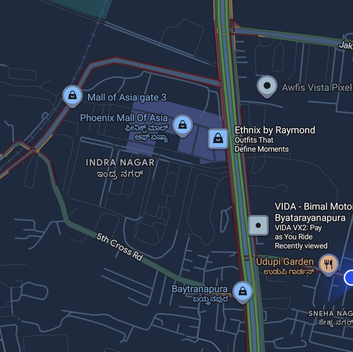 Massive gridlock around Mall of Asia in byatarayanapura 

<a href="/blrcitytraffic/">ಬೆಂಗಳೂರು ಸಂಚಾರ ಪೊಲೀಸ್ BengaluruTrafficPolice</a> #Bengaluru #mallofasia #jakkur #yelahanka #northbengaluru
