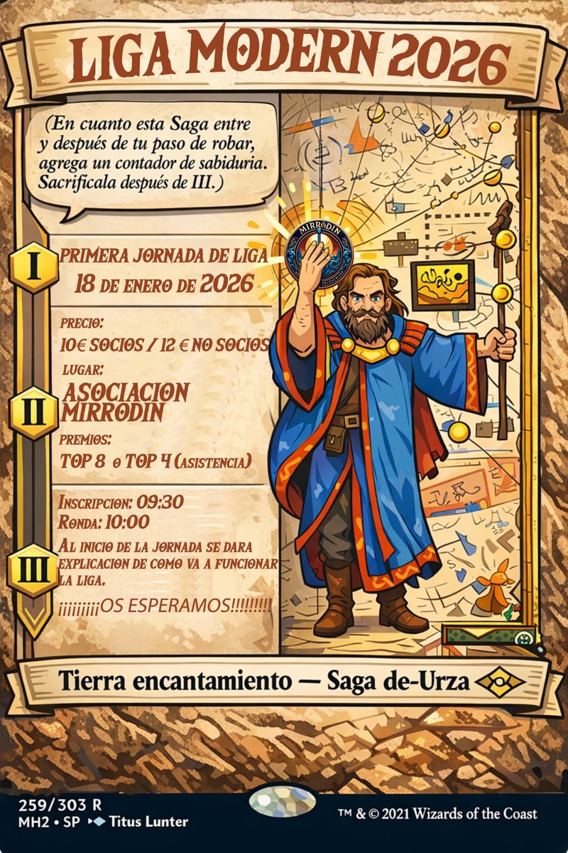 MtgFull's tweet photo. Que pasa peeeñaaaa. Os anuncio que tenemos liga de Modern 2026 en la @MirrodinMTG. La primera jornada sera el 18 de Enero. Os esperamos a todos! ❤️🔥 https://t.co/80idISfUcy