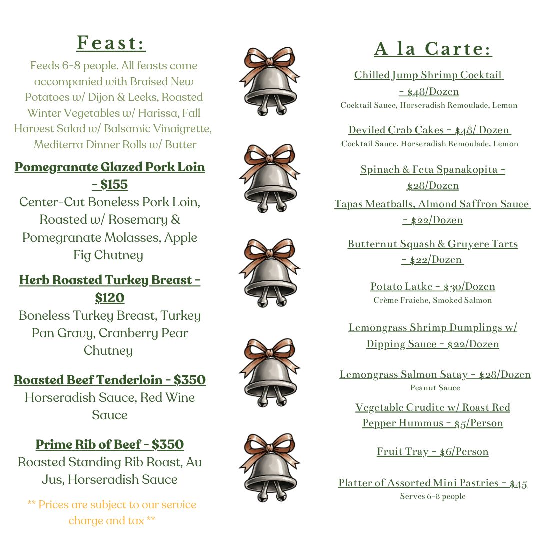 chartierscc's tweet image. 🎄 Looking to host your family and close out the year in style?
Make holiday entertaining effortless with our seasonal take-out options, perfect for any gathering! 🍽️✨Let the Chartiers Culinary Team handle the cooking so you can focus on celebrating.