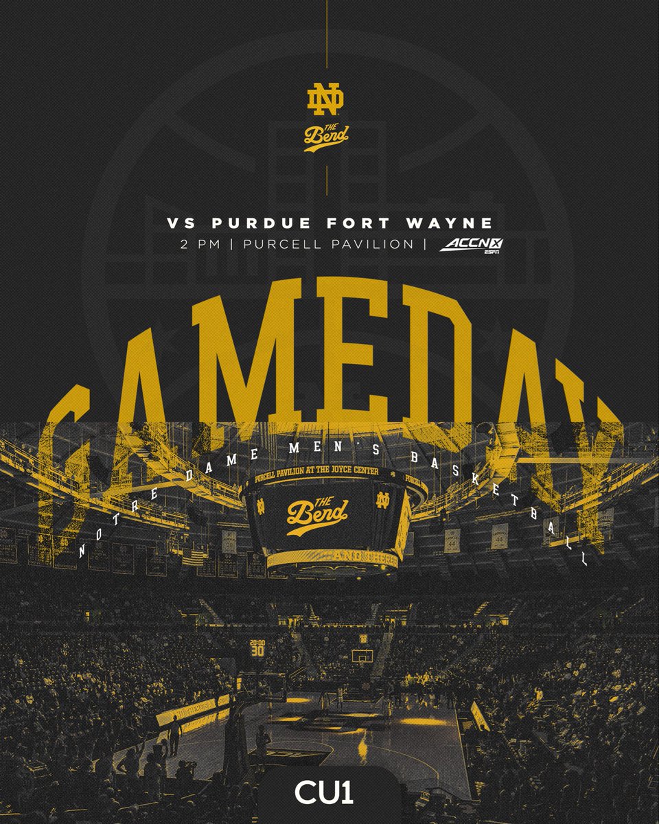 NDmbb's tweet image. ‼️Gameday in The Bend‼️

🆚 Purdue Fort Wayne
🕔 2:00 PM
📺 ACCNX
📻 @NotreDameRadio

#GoIrish☘️ | @MyCreditUnion1