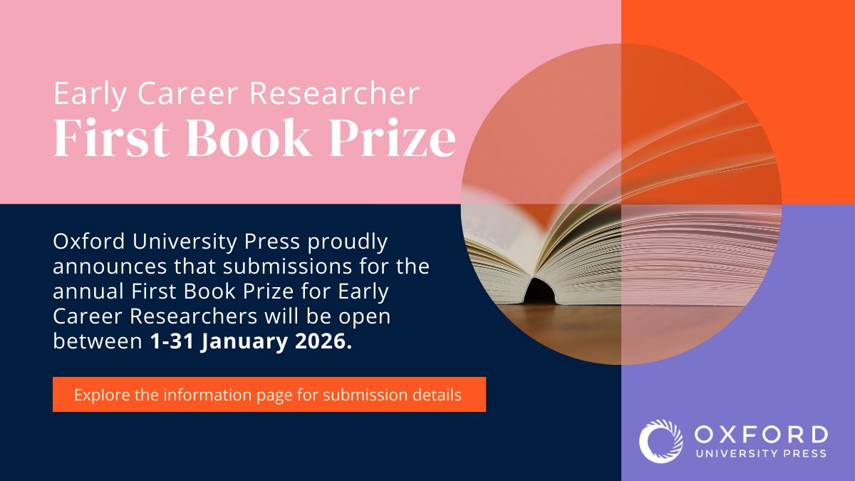 OUPAcademic's tweet image. Calling all #ECRs! OUP’s First Book Prize offers up to 10 winners the chance to publish their research fully #OpenAccess with a full OA fee waiver. 

Applications from underrepresented backgrounds are encouraged.
oxford.ly/4pDZt6r