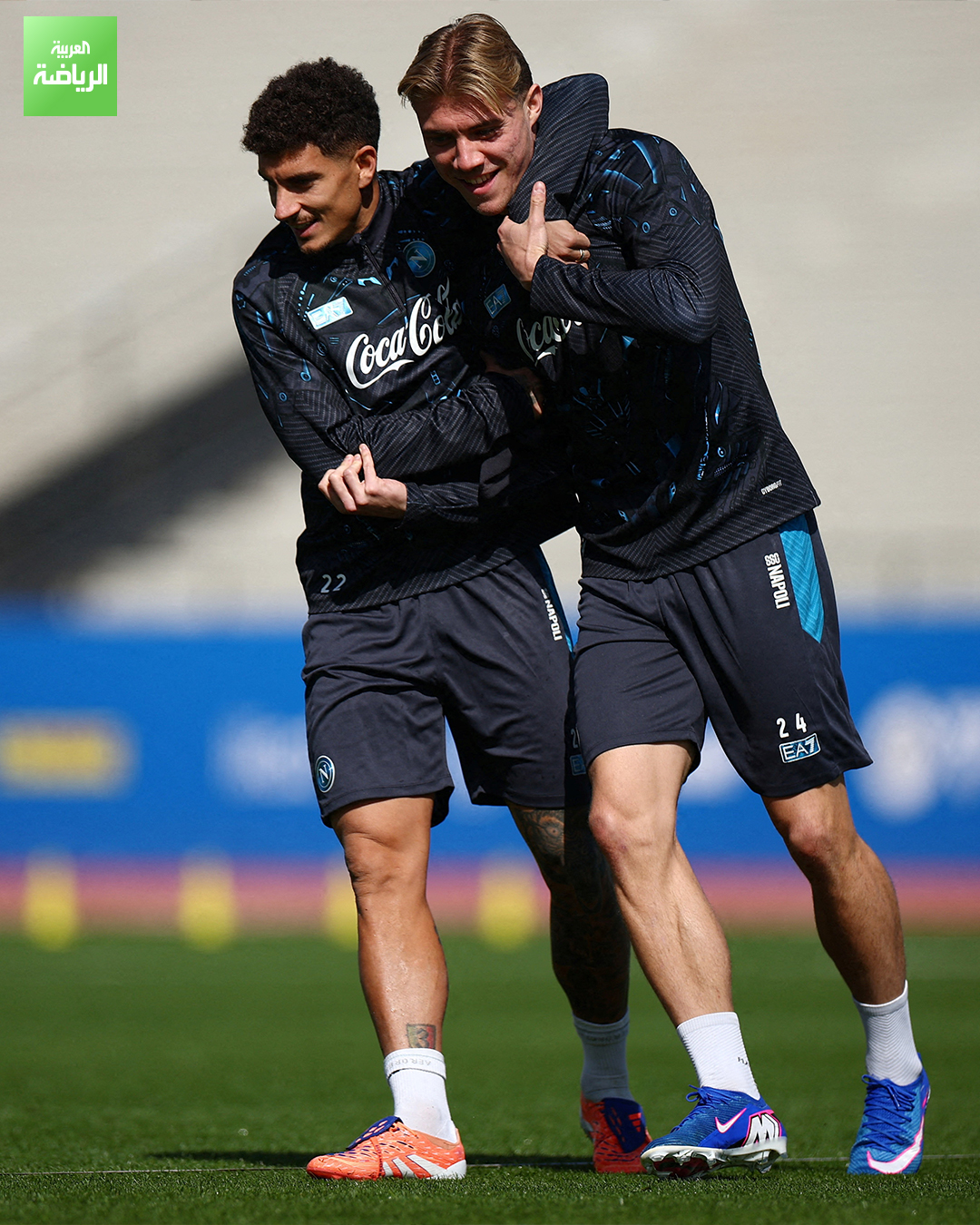 لقطات من تدريبات نابولي وبولونيا استعداداً لمباراتهما في نهائي السوبر الإيطالي 