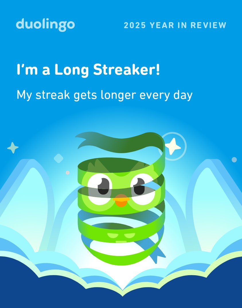 karra1106's tweet photo. Look how much I learned on Duolingo in 2025! How did you do? #Duolingo365 https://t.co/wQwhyC2ccs