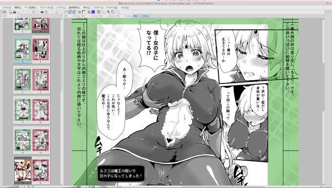 未だトーン(グレー)処理やってる奴～私～表紙も手付かず～…ボスケテ
親のTSより見たTS導入 