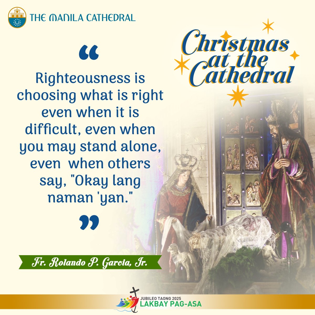 CathedralManila's tweet photo. I WILL LISTEN | CATHEDRAL HOMILIES
“Righteousness is choosing what is right even when it is difficult, even when you may stand alone, even  when others say, "Okay lang naman 'yan."” - Fr. Rolando P. Garcia, Jr.

December 21, 2025
Fourth Sunday of Advent https://t.co/Ive84mE1EL