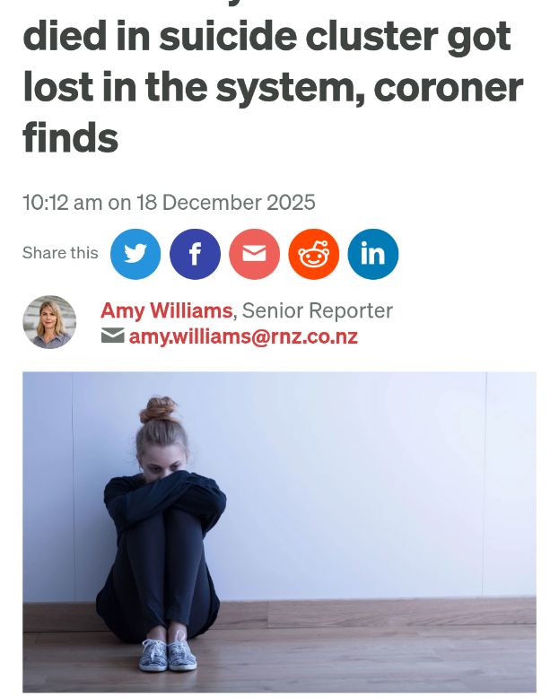 The Coroner recommends two new programmes to assist in reducing Nz's tragically high youth suicide numbers (which are among the highest in the developed world).

Health experts say their budgets are already stretched thin. They would be forced to cut other essential mental health