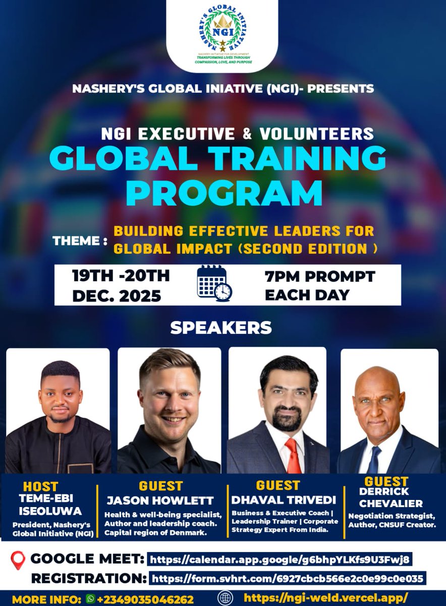 HONOURING OUR ESTEEMED SPEAKERS – NGI GLOBAL TRAINING 2025!

Nashery’s Global Initiative (NGI) proudly presents Certificates of Appreciation to our distinguished speakers who served at the NGI Global Training; “Building Effective Leaders for Global Impact 2.”...............