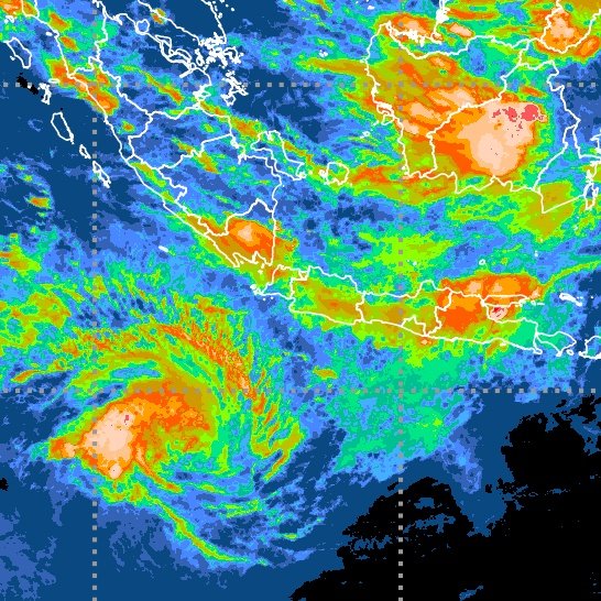 IndoPopBase's tweet image. BMKG issues warning as Tropical Cyclone Seed 93S in the southwest of West Java shows signs of intensifying within the next 24 hours.