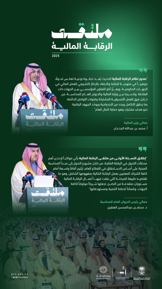 أبرز ما جاء في كلمتي معالي وزير المالية ومعالي رئيس الديوان العام للمحاسبة في افتتاح أعمال "ملتقى الرقابة المالية".