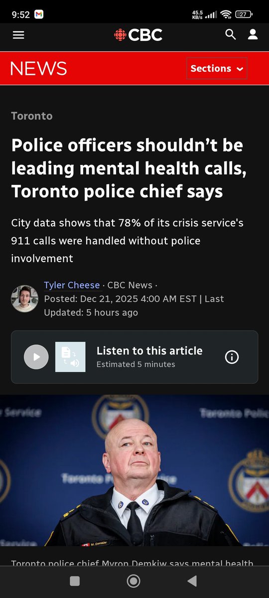 cruleyalexa1996's tweet photo. #PostOfTheWeek (season 2):
For years, police have been on the front lines of mental health crisis calls in Toronto, but the city's police chief believes it's now time to rethink that approach. https://t.co/tJ14bpIrHf
