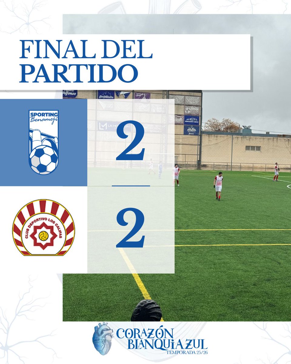 FINAL🏁|2-2|
Reparto de puntos en la última jornada del año. Merecimos mucho más pero finalmente no obtuvimos el premio de los tres puntos. El doblete de Andrés no fue suficiente.
A seguir💪🏻⚽️