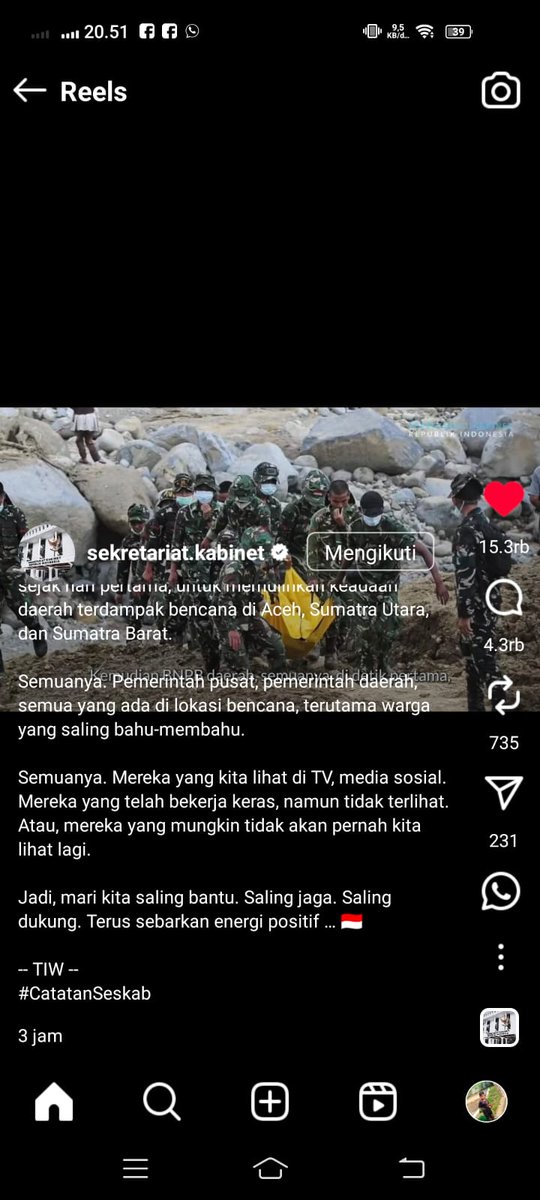 verayanitelaum's tweet photo. Pemerintah menggerakkan semua sumber daya bersama masyarakat bergotong royong melakukan penanganan bencana di Aceh, Sumbar dan Sumut. 
#PrabowoBersamaRakyat 
#PendampingDesaPeduliBencana
@prabowo 
@YandriSusanto
@ArizaPatria 
@KerjaSeskabRI https://t.co/uVCY8na5vg