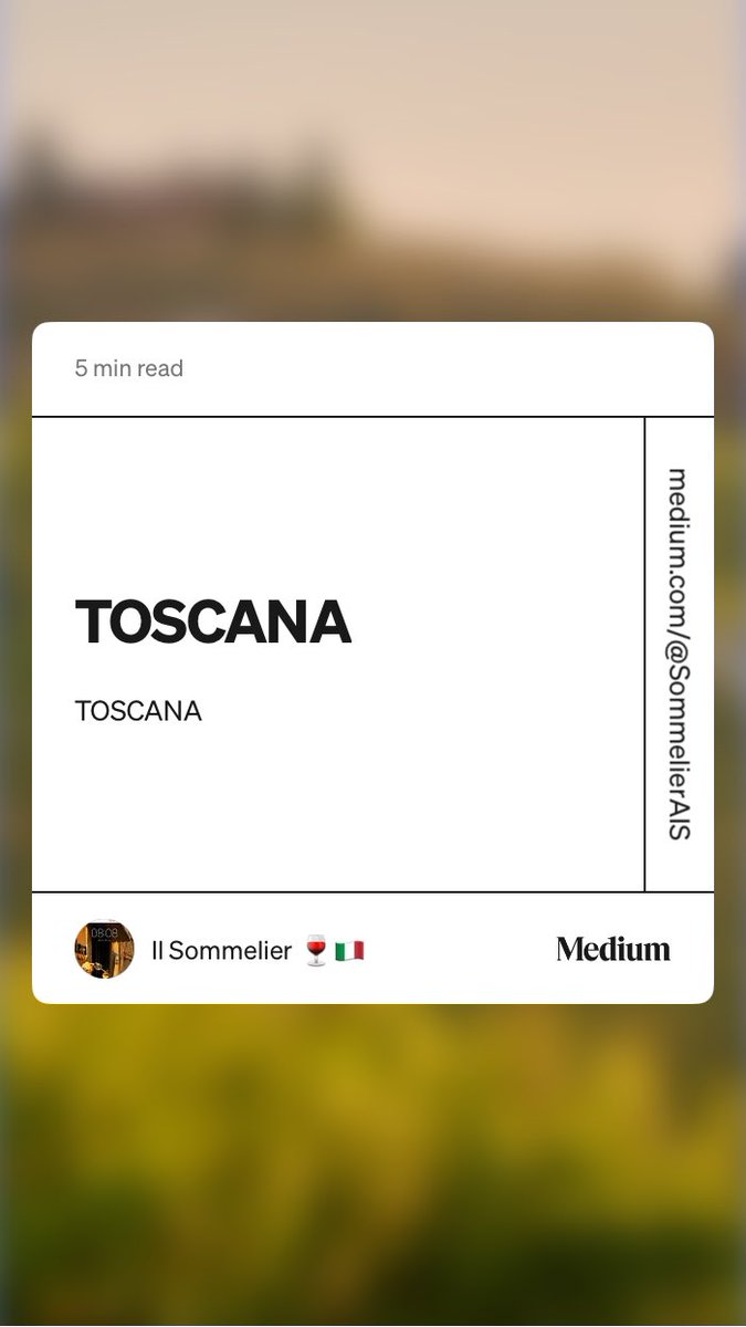 “TOSCANA” 🍷🇮🇹

#italia #enologia #chianti #sangiovese #vino  medium.com/@SommelierAIS/…