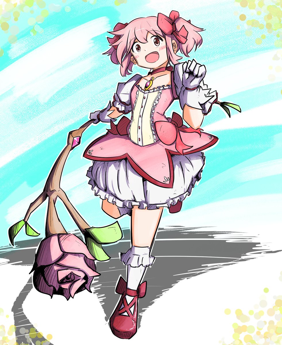 鹿目まどか 「めずらしく全身描きました #まどかマギカ」|マツラオのイラスト