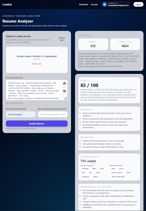 360_Mike_'s tweet photo. Today I got my first real user on my resume analyzer.
https://t.co/oidGR4QdiG
No revenue yet. No viral post.
Just one person who trusted something I built.
That alone feels like a win.
Back to building.
#BuildInPublic #IndieHacker #StartupJourney #FirstUser #SaaSBuilder #ProductDevelopment