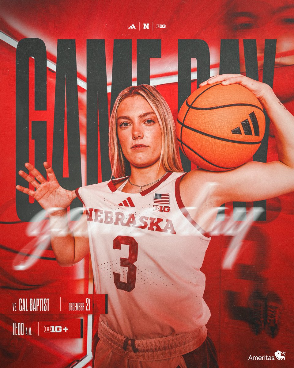 HuskerWBB's tweet image. home for the Holidays 

🆚: Cal Baptist 
📍: Pinnacle Bank Arena 
⏰: 11:00 a.m. CST 
📺: B1G + 
📻: @HuskersRadio
