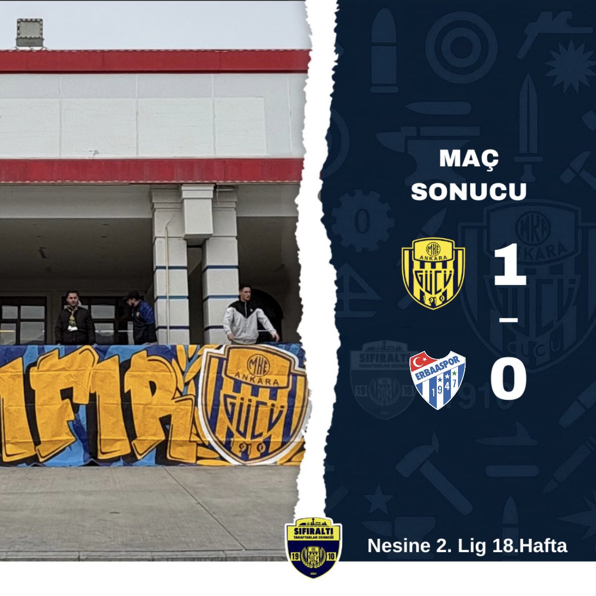 ⏱ Maç Sonucu: MKE Ankaragücü’müz 1-0 Merkür Jet Erbaaspor