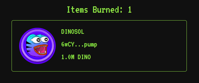 💵 Just bought and burned 1,040,033 $DINO

Proof here:
solscan.io/tx/3XH8isN6hWH…

We have already burned 122m $DINO (12.2%) since launch