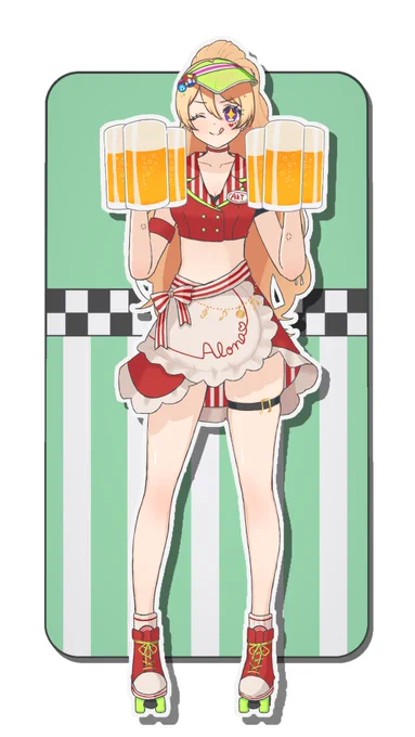 アメリカンダイナー風! ビールジョッキをこんなに持てるなんて、さすがムキロゼ…!! #アキロゼ新衣装予想