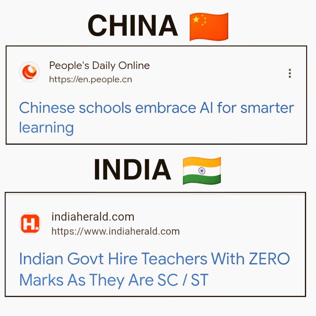 – China is training its schools with AI, data, and future-ready skills to dominate the next decade.

– India is busy celebrating zero-mark teacher appointments and calling it progress.

One nation prepares students for global competition.

The other sacrifices education at the