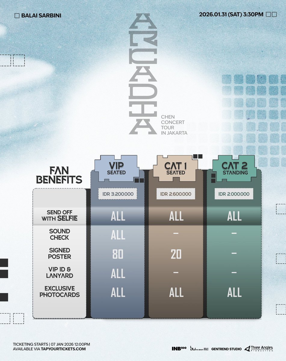 laaselune's tweet image. ⭐, OPEN CONCERT TICKETING SERVICE — CHEN CONCERT TOUR &amp;lt;ARCADIA&amp;gt; in Jakarta

🎫 GENERAL SALE | GENSALE (/tix)
；VIP SEATED - 200.000
；CAT 1 &amp;amp; CAT 2 - 150.000
✔ FOREIGNER

📍 linktr.ee/laaselune

t. jastip jaswar jasa war tiket konser exo jongdae exol eri erina soondingies