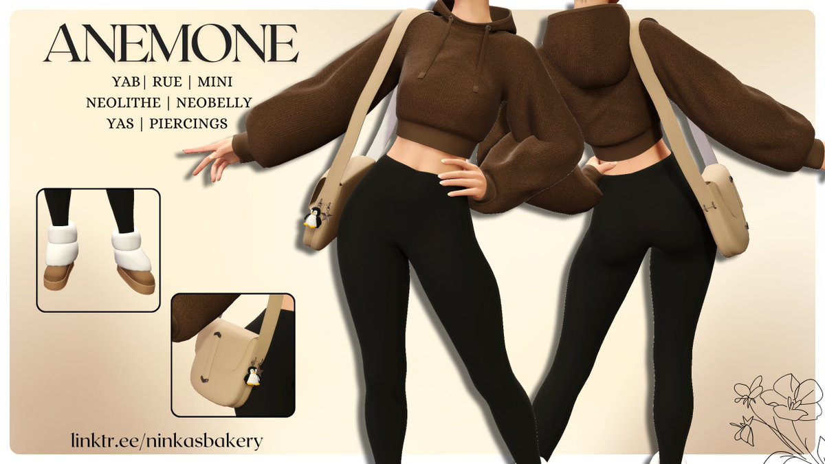 ninka_mods's tweet photo. 𐐂 anemone - your new sporty winter fit
𐐂 free release 21th of march 2026
𐐂 yab | rue | mini | neolithe | neobelly
#ninkamods

size information and directions down below ❄️ https://t.co/bD0ziq7QAC