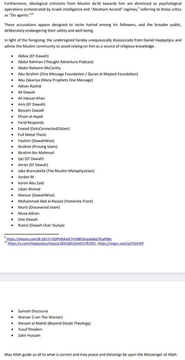 MMetaphysician's tweet photo. Assalamu alaykum everyone,

Here is a document summarizing Daniel @Haqiqatjou's violations with evidence. A list of duaat have co-signed this.

https://t.co/rXmju04TvZ https://t.co/wPQt2yTc2Z